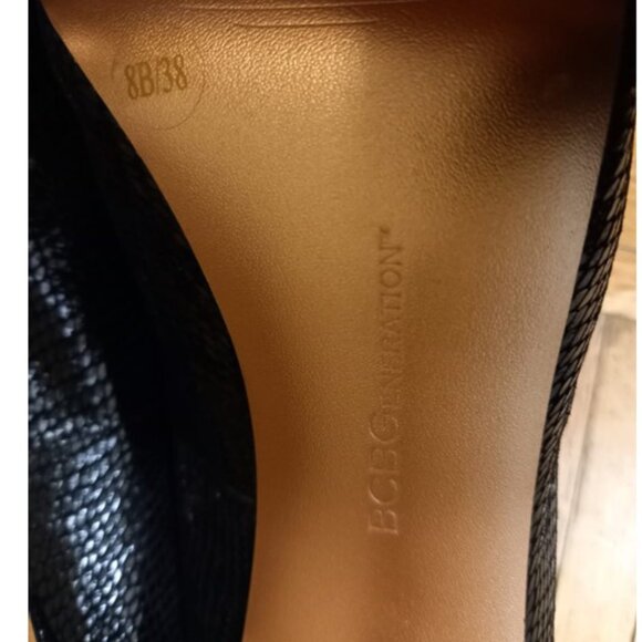 BCBGeneration Parade Platform Pump black leather stilettos, size 8 / 38 - Picture 11 of 15